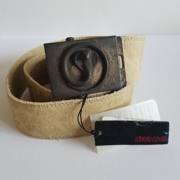 NWT Unisex Roberto Cavalli Italian Snake Belt 49